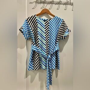 Worthington Chevron Blue and Black Blouse